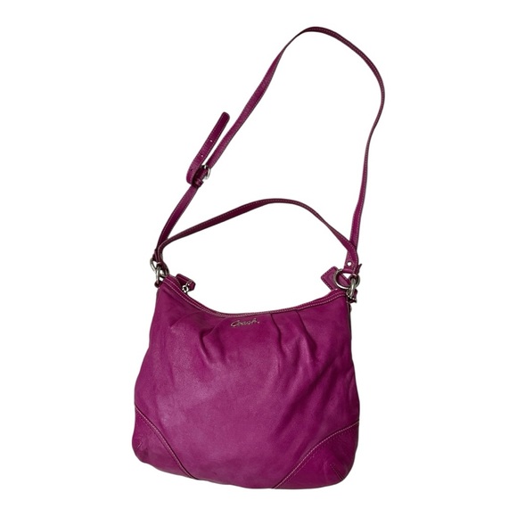 Coach Fuchsia Leather Shoulder Bag - Picture 6 of 12